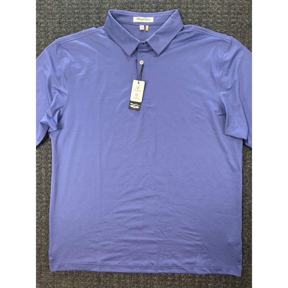 Straight Down Men XL Blue Performance Golf Polo Moisture Wicking UPF 15 NWT